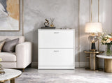 Narrow Shoe Cabinet with 2 Flip Drawers, Slim Entryway Shoe Storage with Adjustable Shelves, 09283371