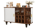 39" Fluted Liquor & Coffee Bar with 6 Wine Racks and 3 Glass Holders, Mid-Century Modern Bar 89790061