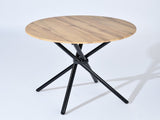 31.5 in Round Dining Table for 2-4, Small Space Kitchen Table with Metal Legs, Natural Oak 99460340