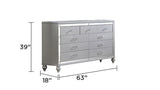 Mirror Framed 9-Drawer Dresser Made With Wood in Silver Color 808857879974