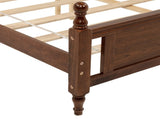 Queen Pine wooden Bed with Upholstered Headboard Panel Footboard, with Two Bed Rail Support Feet W504P268435