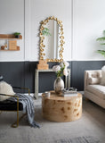 51.5" x 29" Full Length Arched Wall Mirror with Golden Leaf Accents, Decorative Mirror for Living W2078135191