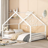 Full Size Metal House Bed, White 28350258