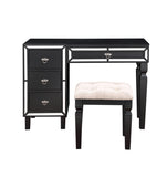 Traditional Formal Black Color Vanity Set w Stool Storage Drawers 1pc Bedroom Furniture Set Tufted B011111845