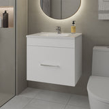 Story Floating Bathroom Vanity Set with Sink, One Drawer White B128P314808