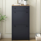 ON-TREND Functional Entryway Organizer with 2 Flip Drawers, Wood Grain Pattern Top Shoe Cabinet with WF308547AAB