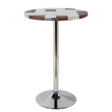 ZNTS Retro Brown and Aluminum Pedestal Bar Table B062P189152