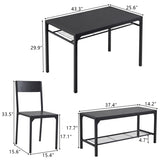 ZNTS Dining Table Set for 4, Kitchen Table with 2 Chairs and a Bench, 4 Piece Kitchen Table Set for Small 43714161