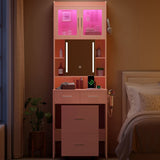 Apple pink particleboard with a linseed-lined melamine finish, 3 drawers and 2 doors, 1 LED 3-tone 47975914