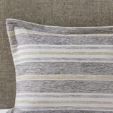 Oversized Chenille Jacquard Striped Comforter Set with Euro Shams and Throw Pillows B035128973