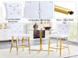 A set of 2 white and gold vintage crocodile leather bar chairs, featuring crystal clasp design and W3875P383108