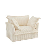 Slip-covered Armchair with 1 Big Back Cushion and 2 Big Toss Pillows, Single Deep Seat Comfy Single W3041P240119