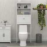 ZNTS Over The Toilet Rack 2 -Tier Toilet Bathroom Spacesaver Storage Shelf with 2 Doors Wood Storage 95065143