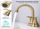 2-Handle 4-Inch Brushed Gold Bathroom Faucet, Bathroom Vanity Sink Faucets with Pop-up Drain and 74919420