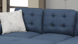 ZNTS Reversible 3pc Sectional Sofa Set Navy Tufted Polyfiber Wood Legs Chaise Sofa Ottoman Pillows B01149073