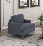 Modern Comfort Accent Chair 1pc Gray Chenille Upholstery Gold Finish Metal Legs Living Room B011P308021