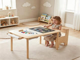 6-in-1 Kids Adjustable Height Sensory Activity with Chair, Natural Pine Wood Water Sand Play 61411915