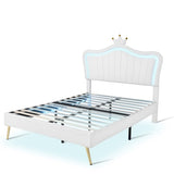 ZNTS Full Size Upholstered Bed Frame with LED Lights,Modern Upholstered Princess Bed With Crown WF307962AAK