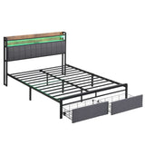 ZNTS Full Bed Frames with Storage Headboard and Drawers, LED Platform Bed Frame Full Size, LED 97563678