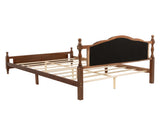 Queen Pine wooden Bed with Upholstered Headboard Panel Footboard, with Two Bed Rail Support Feet W504P268435