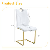 White PU Dining Chair Set.Uniquely designed white dinings. PU material, paired with gold metal W2920P233519