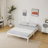 ZNTS Basic bed frame washed white Queen 206*151*30.5cm wooden bed 53968405