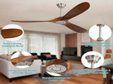 60 Inch Indoor Modern Ceiling Fan With 6 Speed Remote Control 3 Solid Wood Blade For Living Room W882P212622