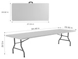 8FT Folding Picnic Table for Outdoor, Portable Fold-in-Half Plastic Dining Picnic Party Table with 20447905