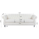 84.65" Rolled Arm Chesterfield 3 Seater Sofa W68058494
