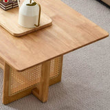 Chinese style log wind Imitation rattan tea table rectangular solid wood coffee table small family W115191494