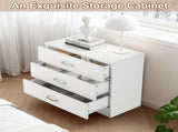 3-Drawer P2 Particleboard Bedside Table with Melamine Finish Drawer Cabinet Lockers 90528915