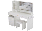 41" Large Size Left Drawer Desktop Vanity TableCushioned Stool Dresser Set, 2 AC2 USB Power W936P230830