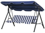 Dark Blue 3-Person Outdoor Swing Chair Patio Swing with Cushion, Adjustable Canopy 72523027