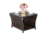 Glass Surface Brown Gradient Iron Frame Rattan Side Table 38666142