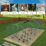 ZNTS Large Metal Chicken Coop with Run, 19.7x9.8x6.6ft, Walkin Poultry Cage for Yard with Waterproof 76561630