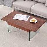 Multifunctional Lift Top Coffee Table -Dark Wood Color Grain Sticker, Essential for Modern W2920P226074