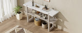 TREXM Retro Elegant Console Table with Marble-Effect Top and Versatile Storage Solutions for N715P196906E