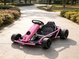 Pink 24V High-Speed Electric Drift Go Kart Kids Ride-On Racing Vehicle with 2 Speeds for 8-12 Years 78656869