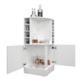 Jakes 42" Tall Corner Bar Cabinet with Eight Wine Bottle Cubbies and Double Door cabinet, Living B200P253728