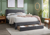Contemporary 1pc Queen Size Bed w Storage Drawer Charcoal Corduroy Texture Design Platform Bedframe B011P238966