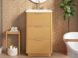 24 inch Modern Luxury Bathroom Vanity with Ceramic Sink, Bathroom Cabinet with Open Shelf and Closed N710P411251P