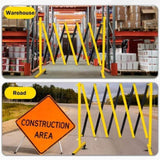 Metal Expandable Barricade, 23FT Traffic Barricade with Casters, Retractable Security Gate, Portable 02824182