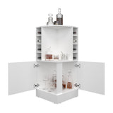Jakes 42" Tall Corner Bar Cabinet with Eight Wine Bottle Cubbies and Double Door cabinet, Living B200P253728