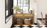 TREXM 55" Console Table, Rustic Wooden Entryway Table with Storage Drawers and Open Shelf, Elegant N715P235096N