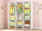3-Cube White Modular Kids Closet, PP & Metal Storage Organizer with Hanging Rods, Tool-Free Assembly 57150014