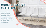 A set of 4 white thickened dining chairs with built- in spring packages and ergonomic W3226P279079