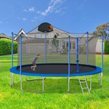 ZNTS 14FT Trampoline for Adults & Kids with Basketball Hoop, Outdoor Trampolines w/Ladder and Safety W285128088