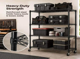4 Tier Heavy Duty Adjustable Metal Shelf with Wheels, No-Tool Assembly, Suitable for Garages, 10565306