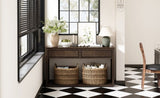 TREXM 55" Console Table, Rustic Wooden Entryway Table with Storage Drawers and Open Shelf, Elegant N715P235096D