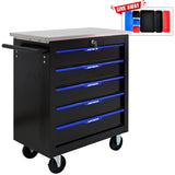 5 DRAWERS MULTIFUNCTIONAL TOOL CART WITH WHEELS-BLACKBLUE W1102P182232